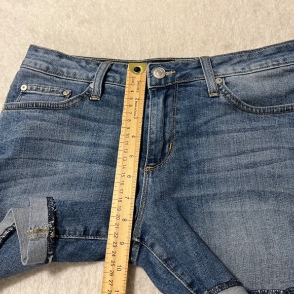 Just Black Womens Blue Mid Rise Cotton Blend Cuffed Denim Jean Shorts Size 26 - Picture 10 of 10
